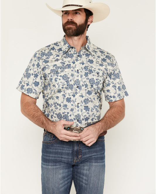 Men's Botanical Floral Print Short Sleeve Snap Western Shir | Cody James Clothing