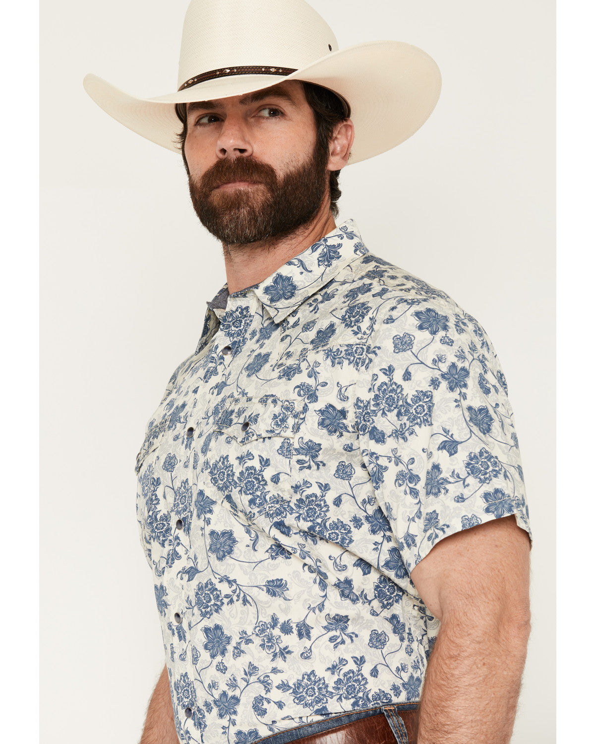 Men's Botanical Floral Print Short Sleeve Snap Western Shir | Cody James Clothing