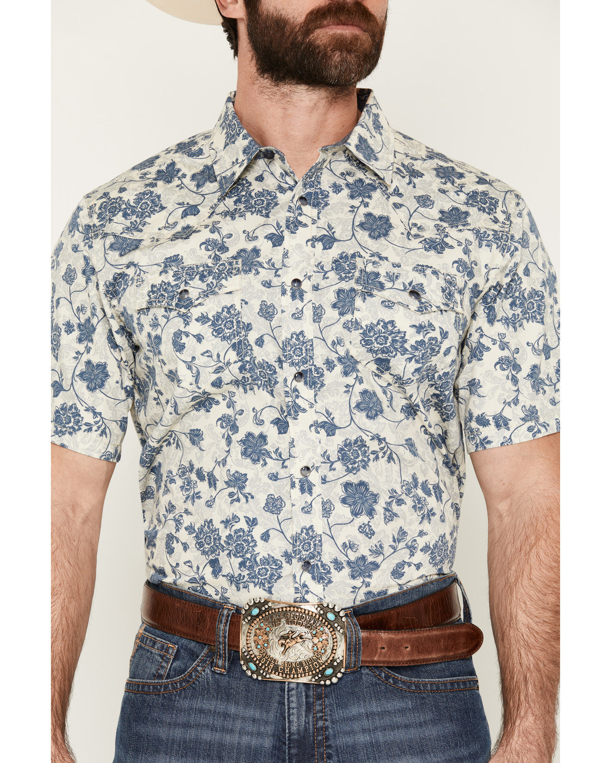 Men's Botanical Floral Print Short Sleeve Snap Western Shir | Cody James Clothing