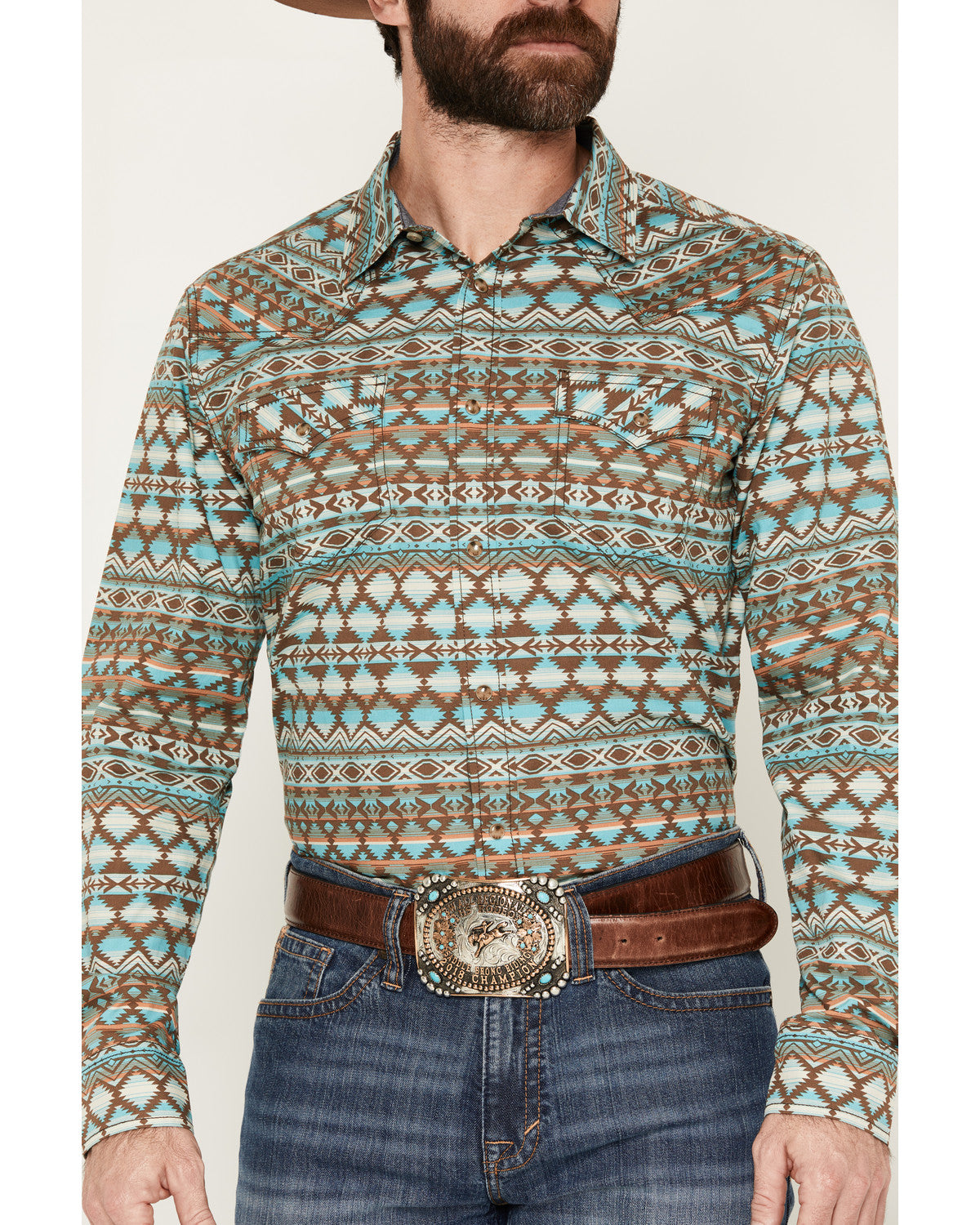Men's Woodward Southwestern Long Sleeve Snap Western Shirt | Cody James Clothing