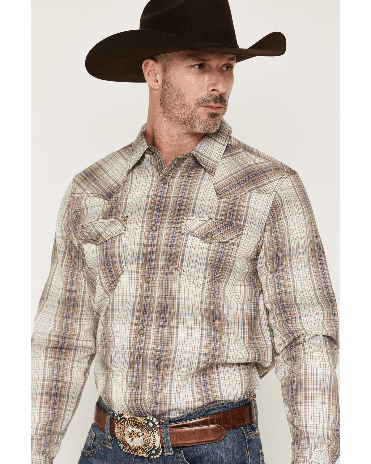 Men's Legend Dobby Plaid Print Long Sleeve Snap Western Shi | Cody James Clothing