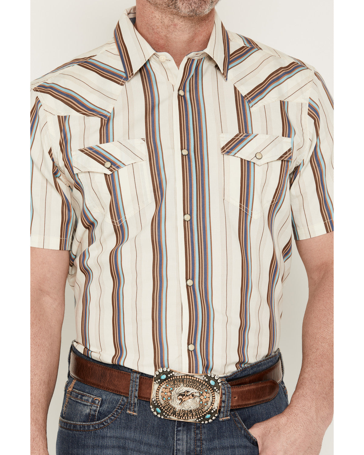 Men's Bootcutger Stripe Print Short Sleeve Snap Western Shi | Cody James Clothing