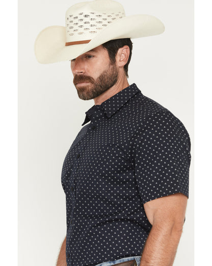 Men's Barrel Rider Geo Print Short Sleeve Button-Down Stret | Cody James Clothing