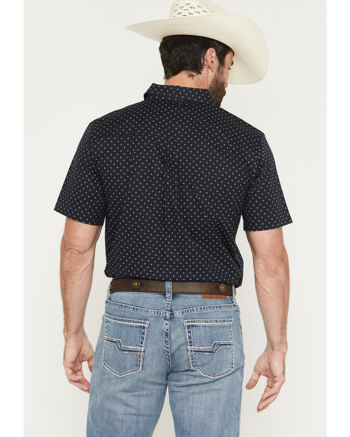 Men's Barrel Rider Geo Print Short Sleeve Button-Down Stret | Cody James Clothing
