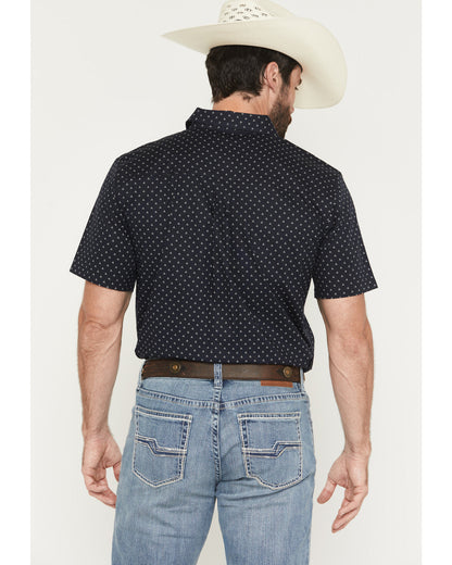 Men's Barrel Rider Geo Print Short Sleeve Button-Down Stret | Cody James Clothing