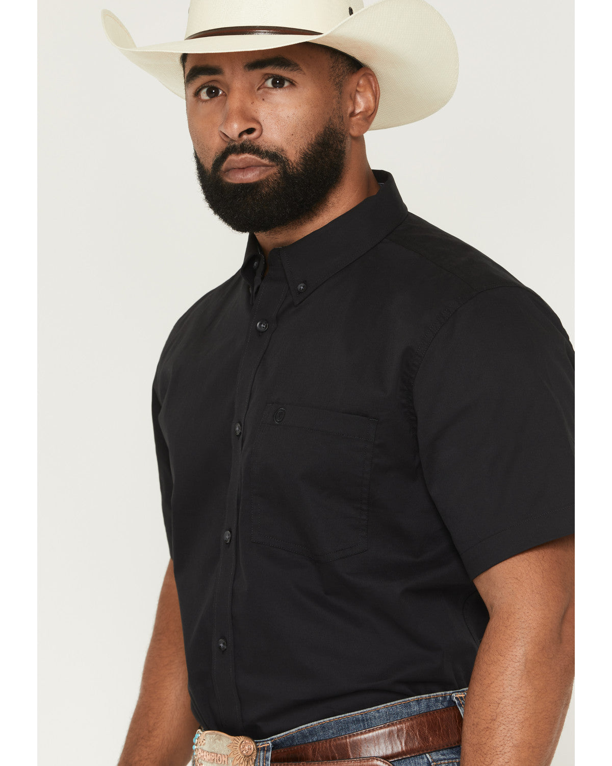 Men's Basic Solid Short Sleeve Button-Down Stretch Western | Cody James Clothing