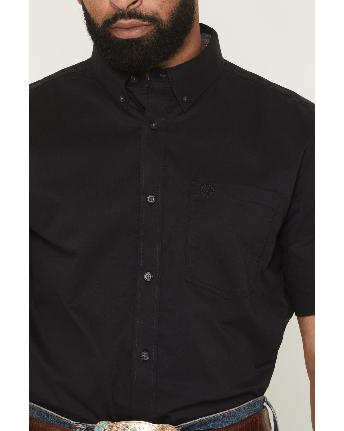 Men's Basic Solid Short Sleeve Button-Down Stretch Western | Cody James Clothing
