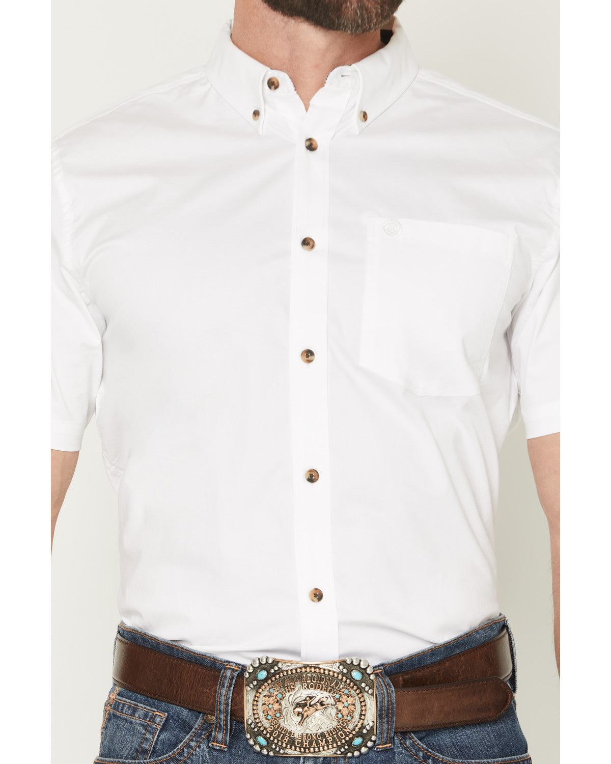 Men's Basic Solid Short Sleeve Button-Down Stretch Western | Cody James Clothing