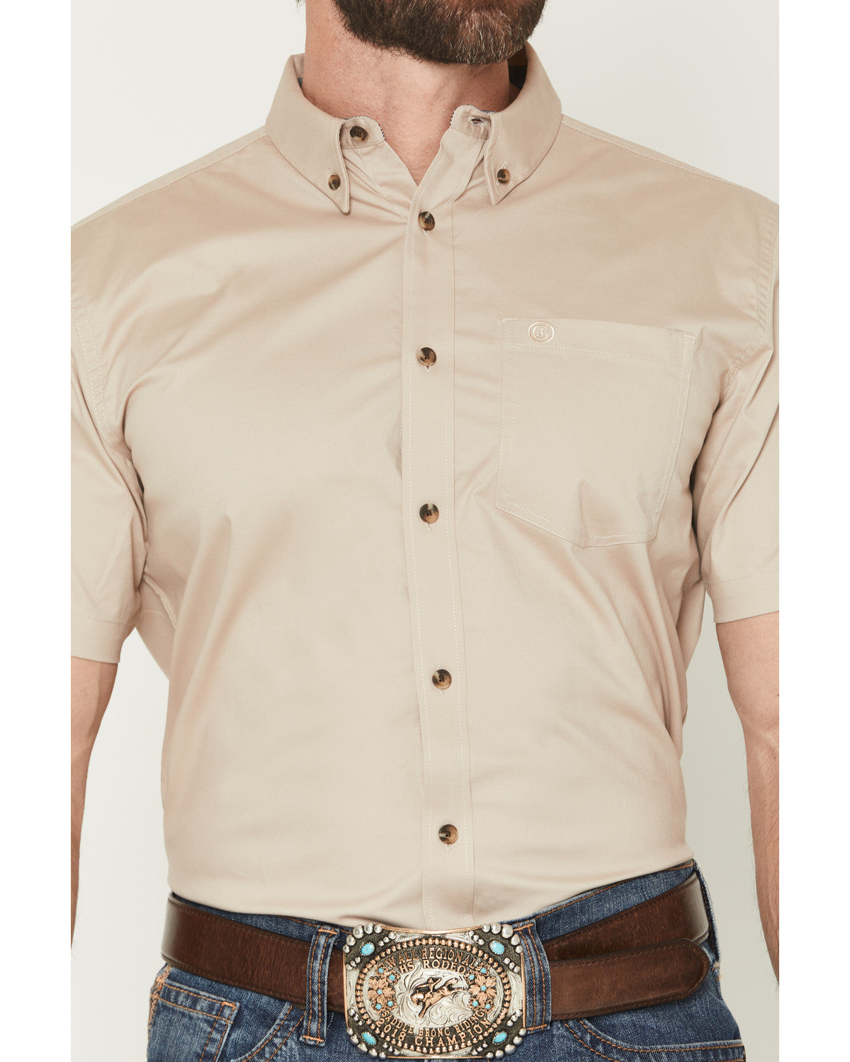 Men's Basic Solid Short Sleeve Button-Down Stretch Western | Cody James Clothing
