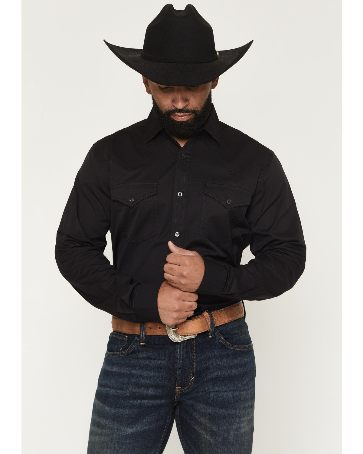 Black 1978® Men's Lawman Solid Long Sleeve Button-Down West | Cody James Clothing