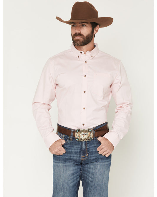 Men's Basic Solid Long Sleeve Button-Down Stretch Western S | Cody James Clothing