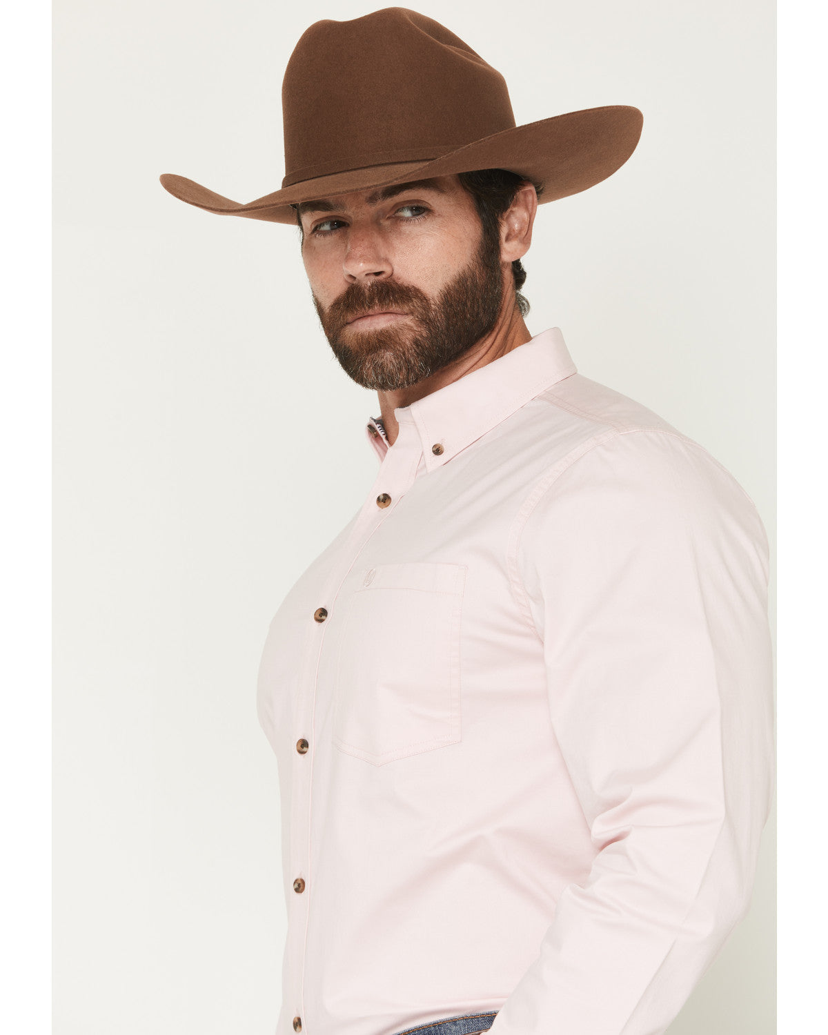 Men's Basic Solid Long Sleeve Button-Down Stretch Western S | Cody James Clothing
