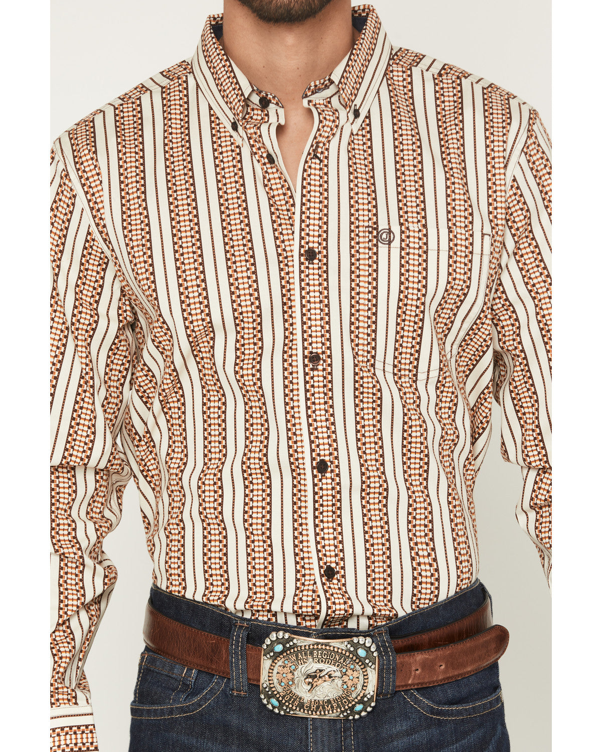 Men's Waylon Geo Stripe Print Long Sleeve Button-Down Stret | Cody James Clothing