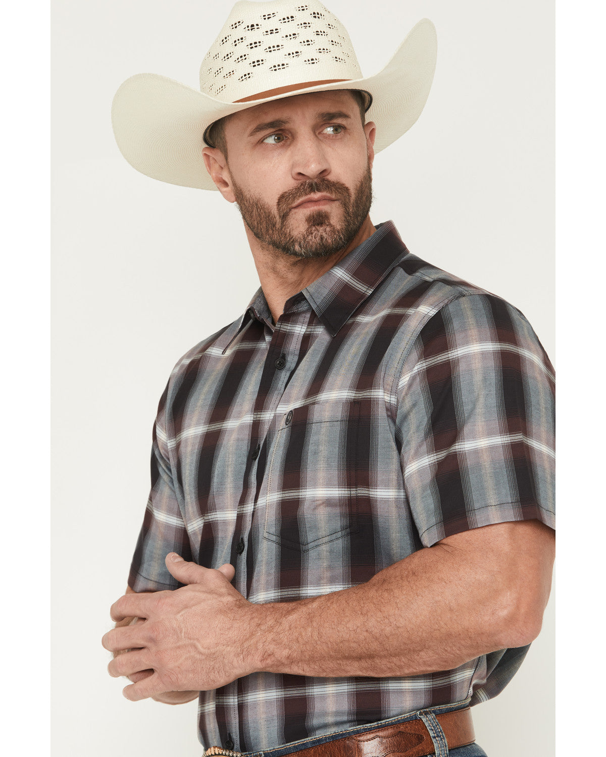 Men's Bowen Plaid Print Short Sleeve Button-Down Stretch We | Cody James Clothing