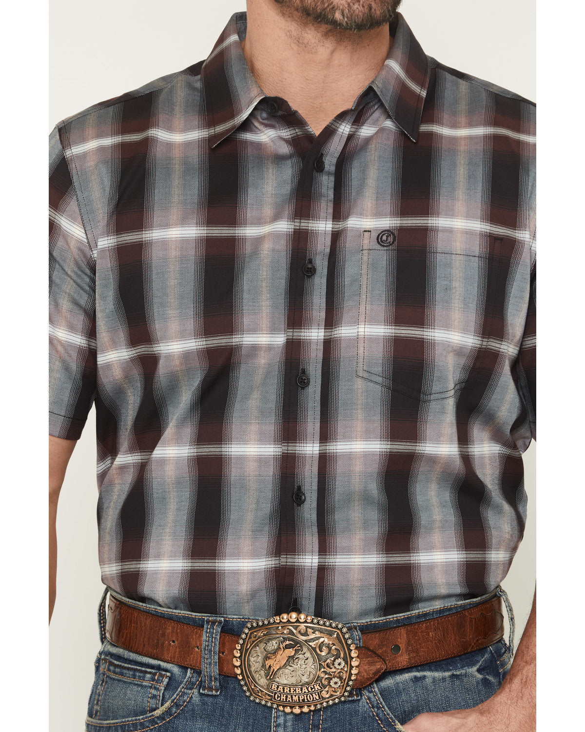 Men's Bowen Plaid Print Short Sleeve Button-Down Stretch We | Cody James Clothing