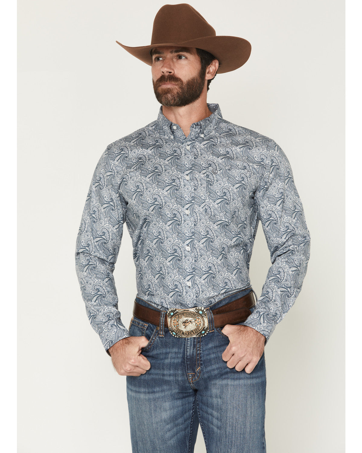Men's Zeke Paisley Print Long Sleeve Button-Down Stretch We | Cody James Clothing
