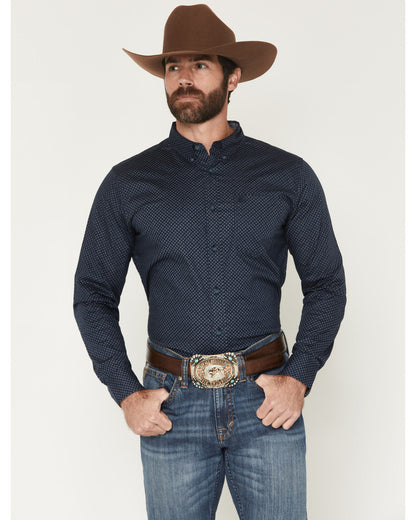 Men's Tripp Micro Geo Print Long Sleeve Button-Down Stretch | Cody James Clothing