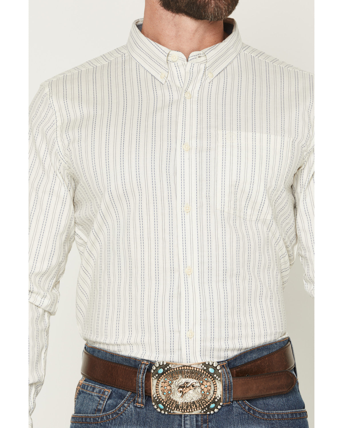 Men's Cade Dobby Stripe Print Long Sleeve Button-Down Weste | Cody James Clothing