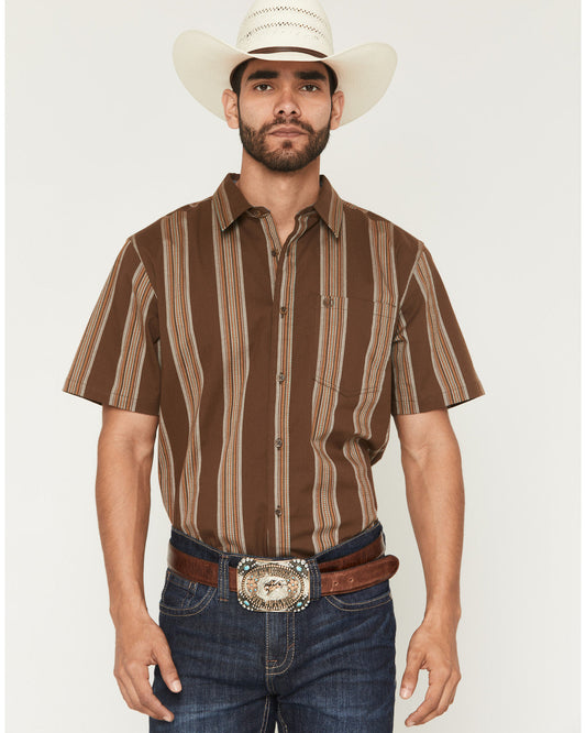 Silas Stripe Print Short Sleeve Button-Down Stretch Western | Cody James Clothing