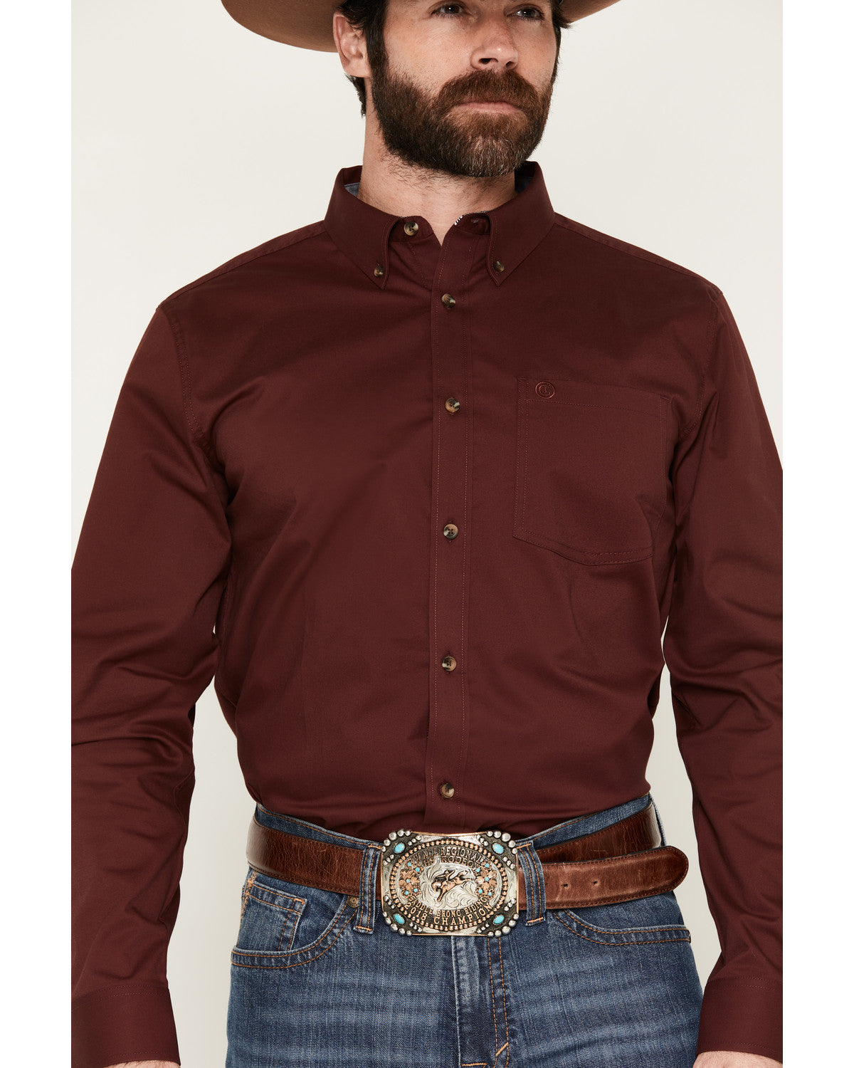 Men's Basic Solid Long Sleeve Button-Down Stretch Western S | Cody James Clothing