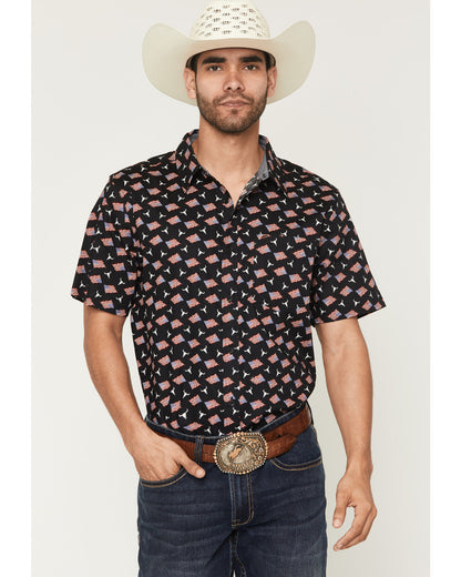 Men's Stars & Flags Short Sleeve Button-Down Stretch Wester | Cody James Clothing