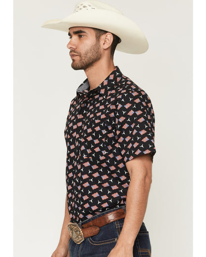 Men's Stars & Flags Short Sleeve Button-Down Stretch Wester | Cody James Clothing