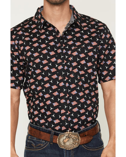 Men's Stars & Flags Short Sleeve Button-Down Stretch Wester | Cody James Clothing