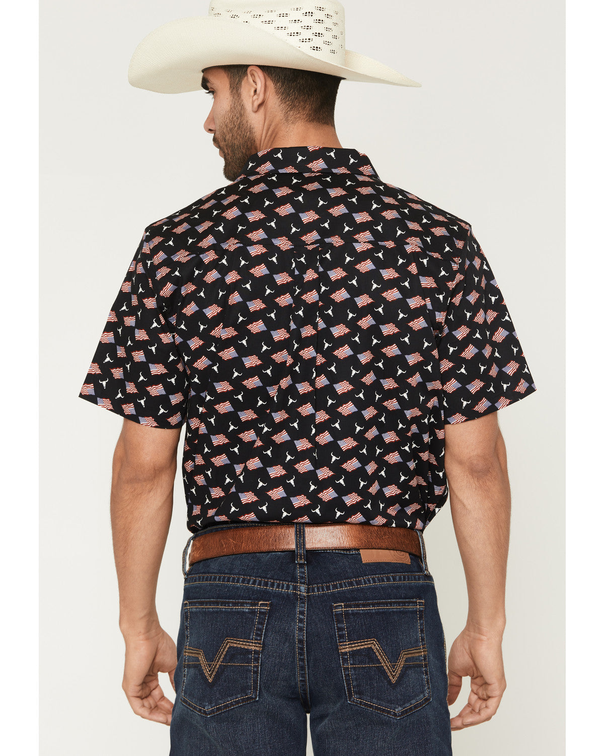 Men's Stars & Flags Short Sleeve Button-Down Stretch Wester | Cody James Clothing