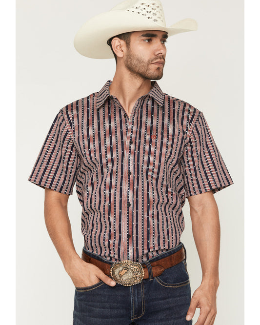 Men's Stripe Steerhead Short Sleeve Button-Down Stretch Wes | Cody James Clothing