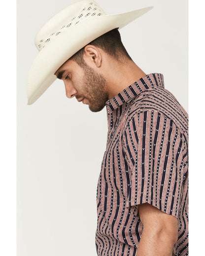 Men's Stripe Steerhead Short Sleeve Button-Down Stretch Wes | Cody James Clothing