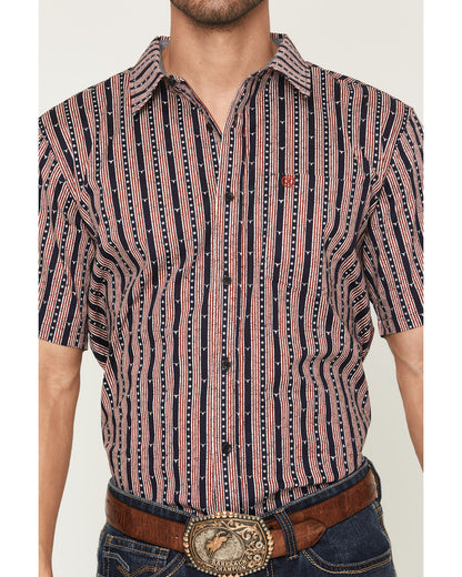 Men's Stripe Steerhead Short Sleeve Button-Down Stretch Wes | Cody James Clothing