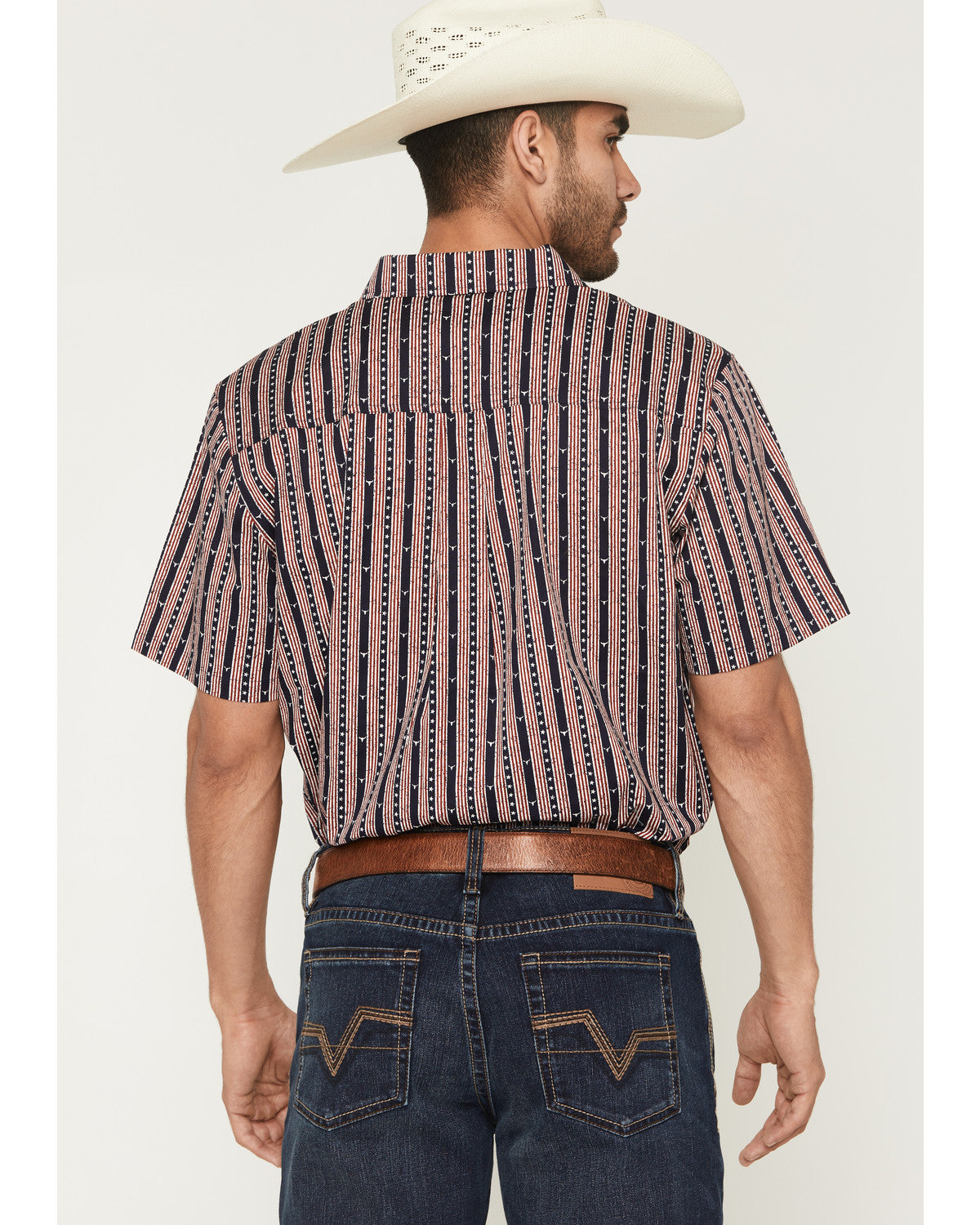 Men's Stripe Steerhead Short Sleeve Button-Down Stretch Wes | Cody James Clothing