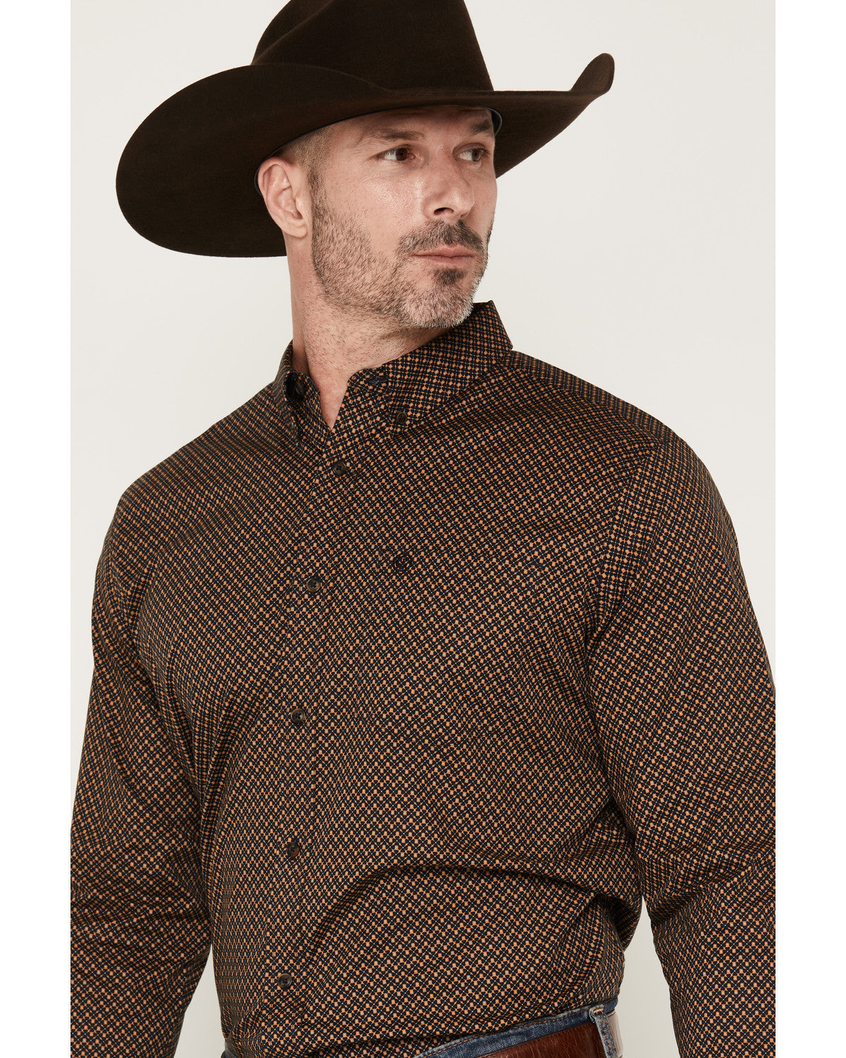 Men's Fast Forward Geo Print Long Sleeve Button-Down Stretc | Cody James Clothing