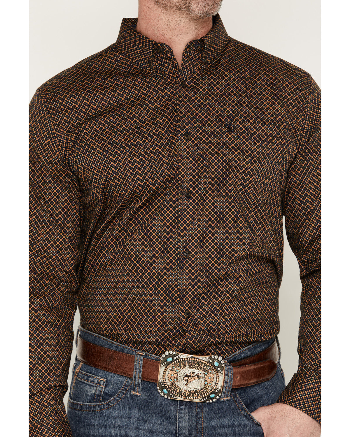 Men's Fast Forward Geo Print Long Sleeve Button-Down Stretc | Cody James Clothing