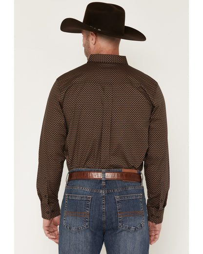 Men's Fast Forward Geo Print Long Sleeve Button-Down Stretc | Cody James Clothing