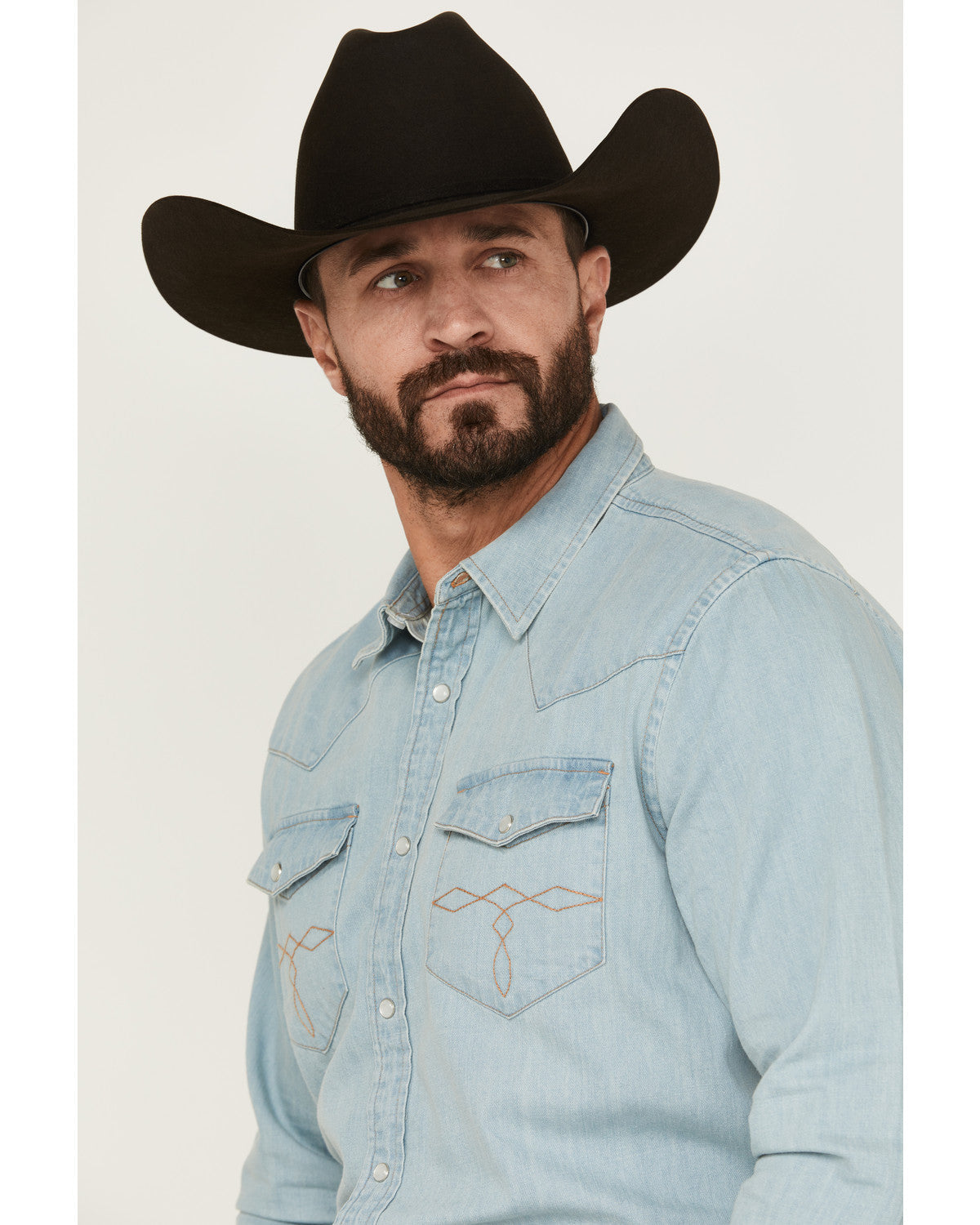 Men's Frosty Light Wash Long Sleeve Snap Denim Western Shir | Cody James Clothing