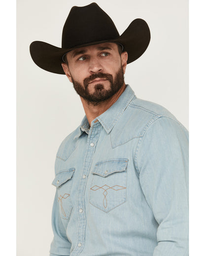 Men's Frosty Light Wash Long Sleeve Snap Denim Western Shir | Cody James Clothing