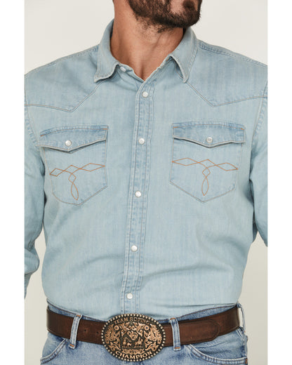 Men's Frosty Light Wash Long Sleeve Snap Denim Western Shir | Cody James Clothing