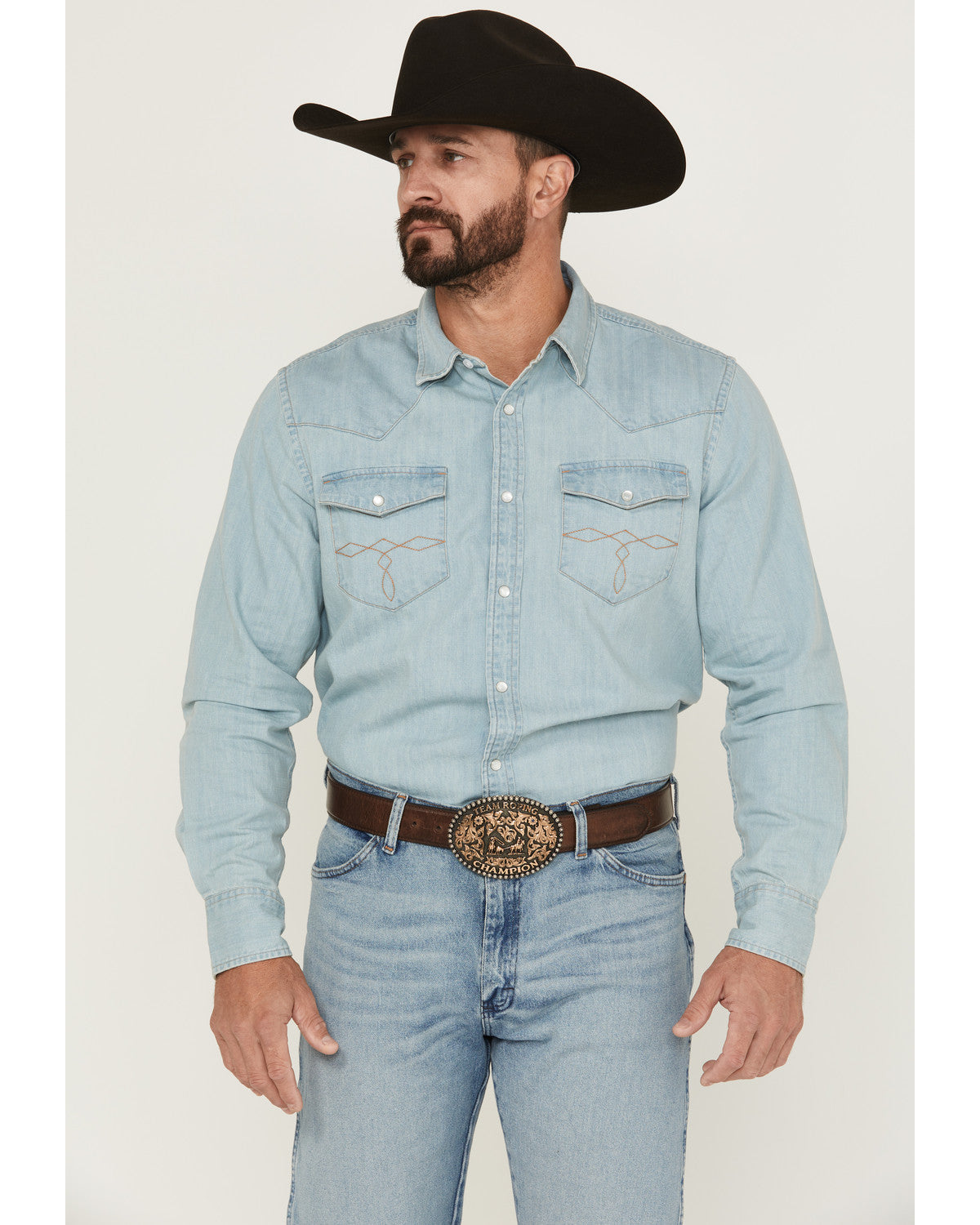 Men's Frosty Light Wash Long Sleeve Snap Denim Western Shir | Cody James Clothing