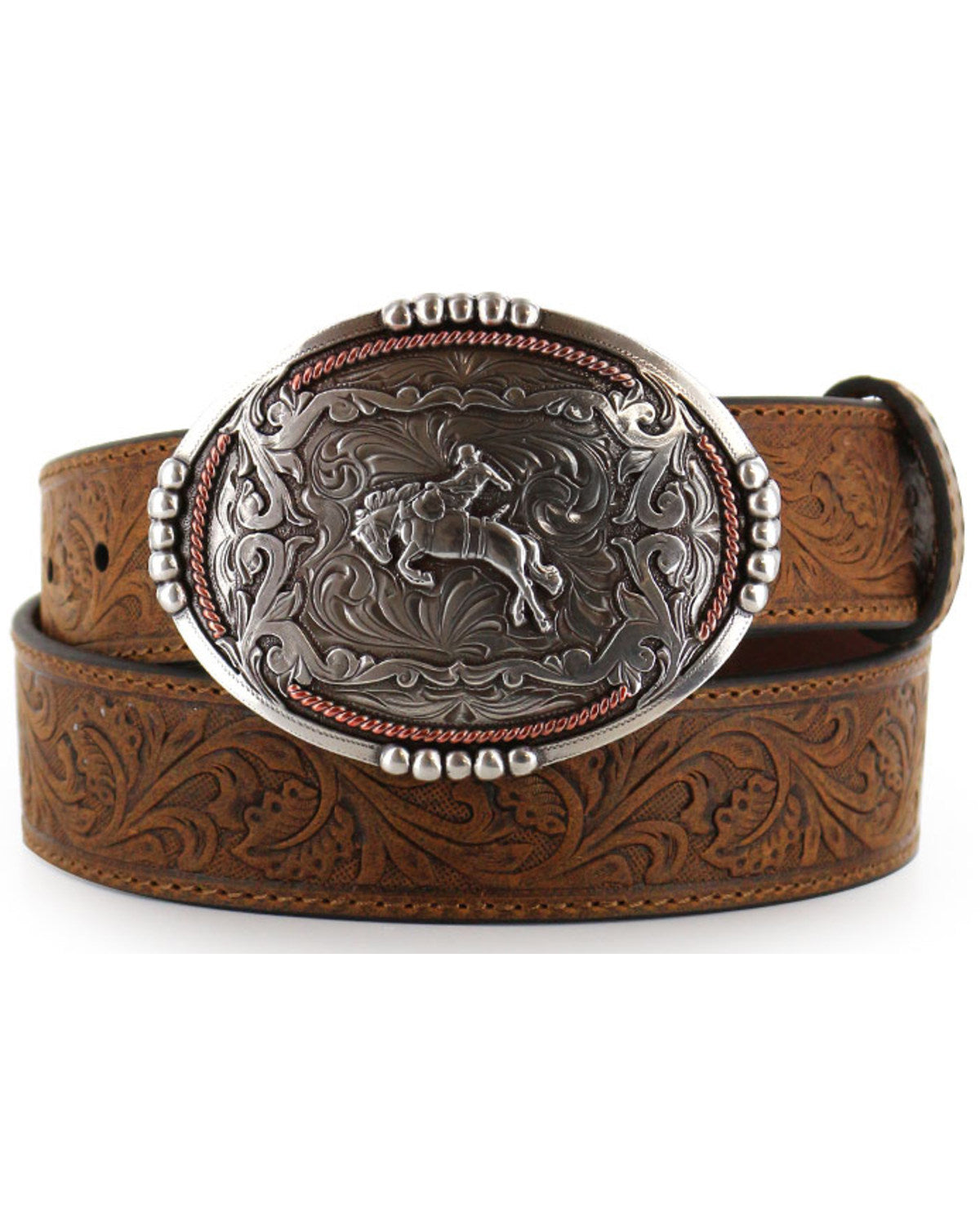 Men's Bronc Buckle Tooled Leather Belt | Cody James Accessories