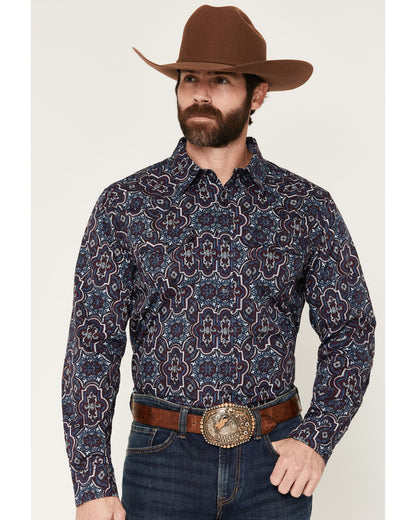 Men's Muddy Medallion Print Long Sleeve Snap Western Shirt | Cody James Clothing