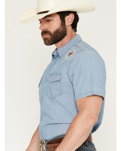 Men's Tucson Embroidered Denim Short Sleeve Snap Western Sh | Cody James Clothing