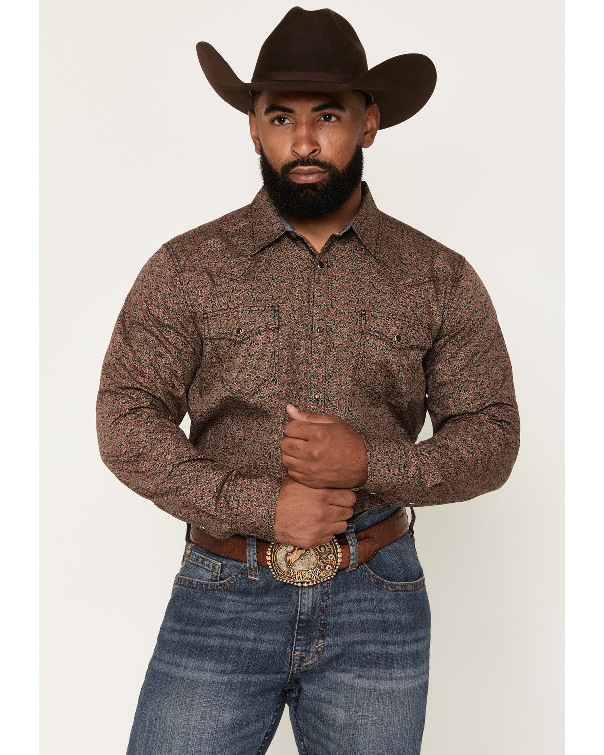 Men's Fireball Geo Print Long Sleeve Snap Western Shirt | Cody James Clothing
