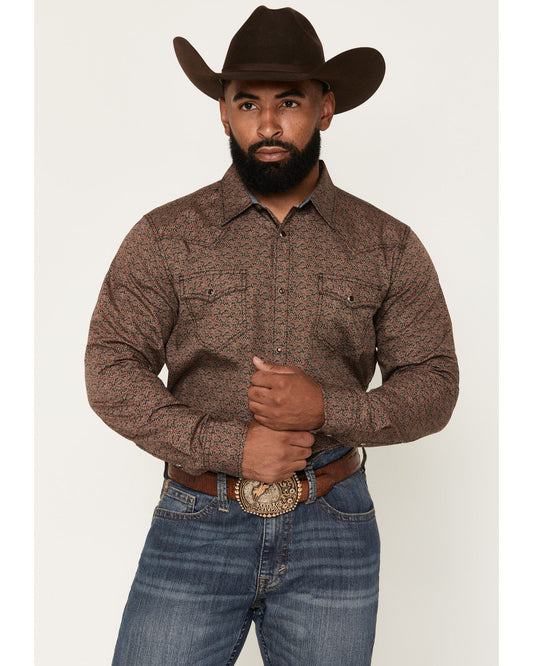 Men's Fireball Geo Print Long Sleeve Snap Western Shirt | Cody James Clothing