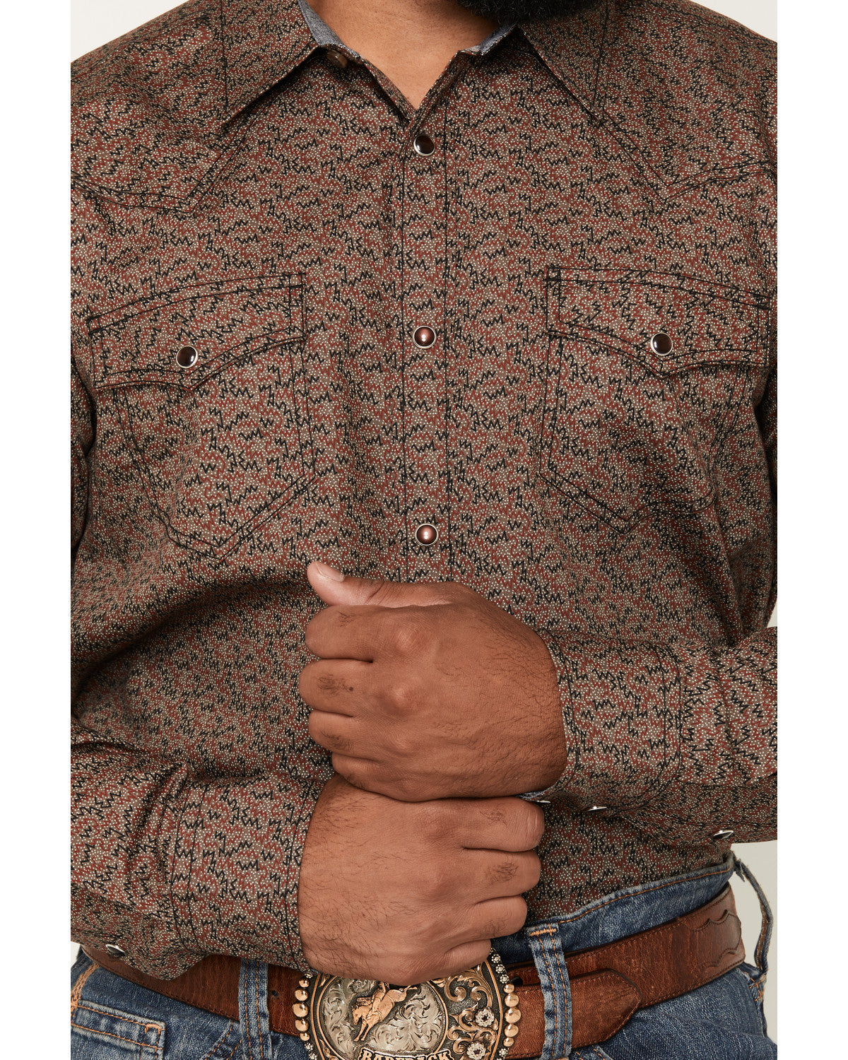 Men's Fireball Geo Print Long Sleeve Snap Western Shirt | Cody James Clothing