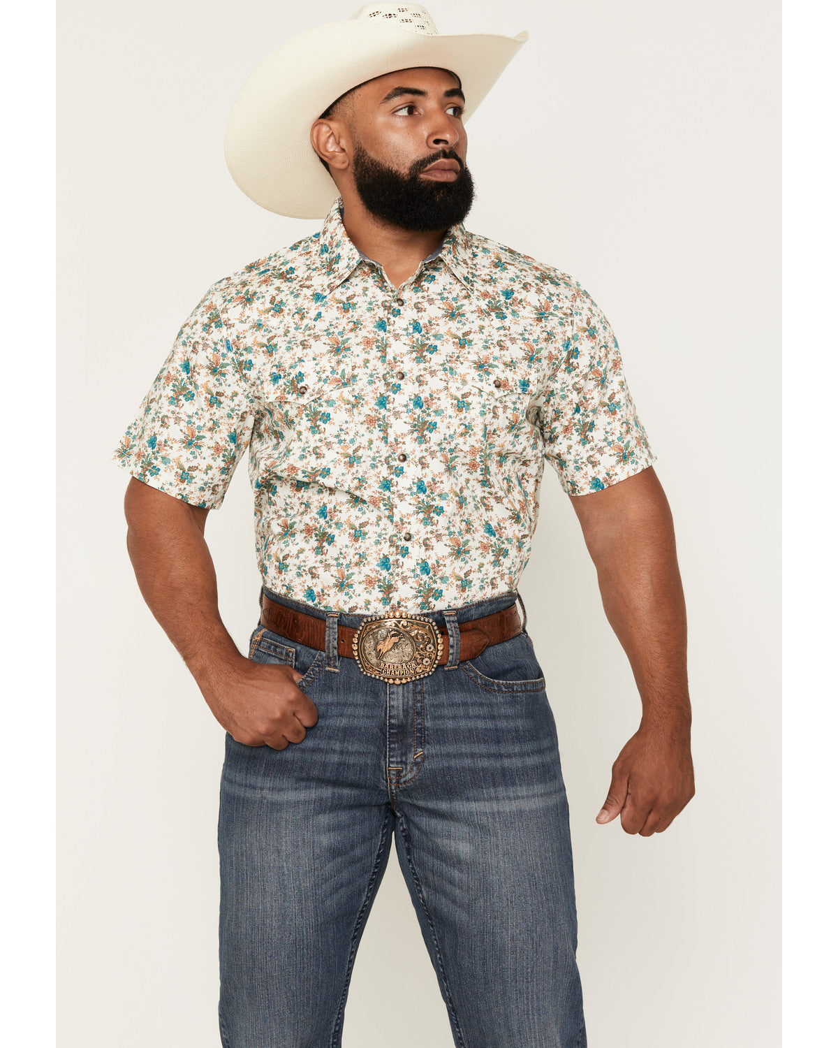 Men's Blossom Floral Print Short Sleeve Snap Western Shirt | Cody James Clothing