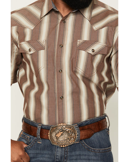Men's Gopher Striped Print Short Sleeve Snap Western Shirt | Cody James Clothing
