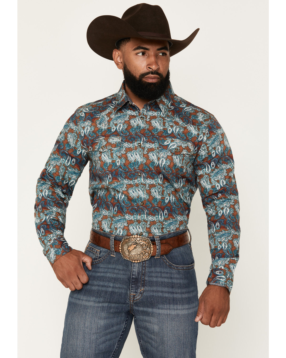 Men's Gilbert Paisley Print Long Sleeve Snap Western Shirt | Cody James Clothing