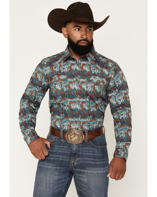 Men's Gilbert Paisley Print Long Sleeve Snap Western Shirt | Cody James Clothing