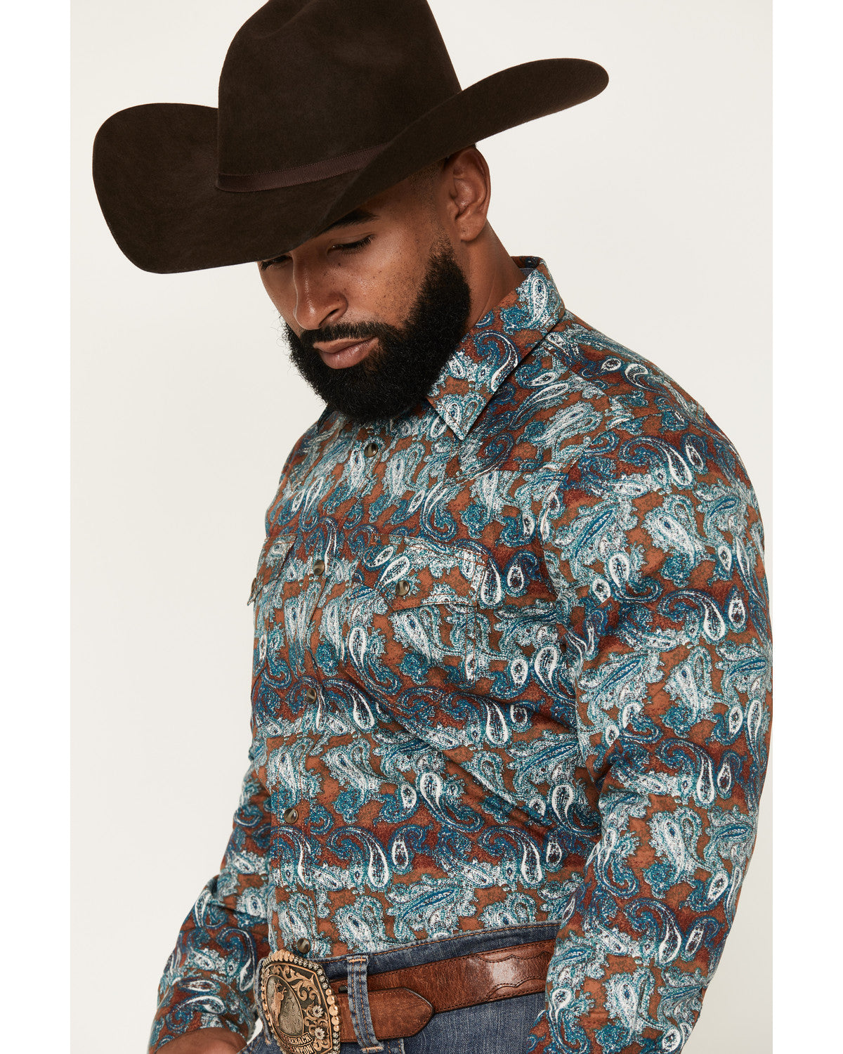 Men's Gilbert Paisley Print Long Sleeve Snap Western Shirt | Cody James Clothing